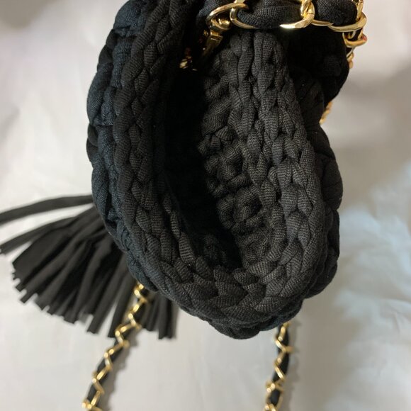Women's Knit Hand Woven Evening Handbag Black - Picture 7 of 8